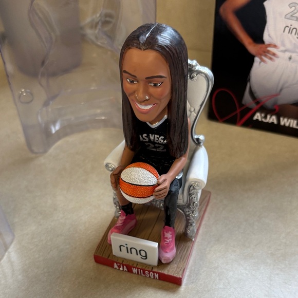 A'ja Wilson #22 Las Vegas Aces Bobblehead with Basketball - Picture 3 of 6
